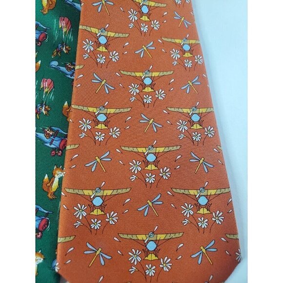 Vintage Airplane 2 Mens Neck Ties Snecma and Projectif POF Green/orange EUC - Picture 2 of 4